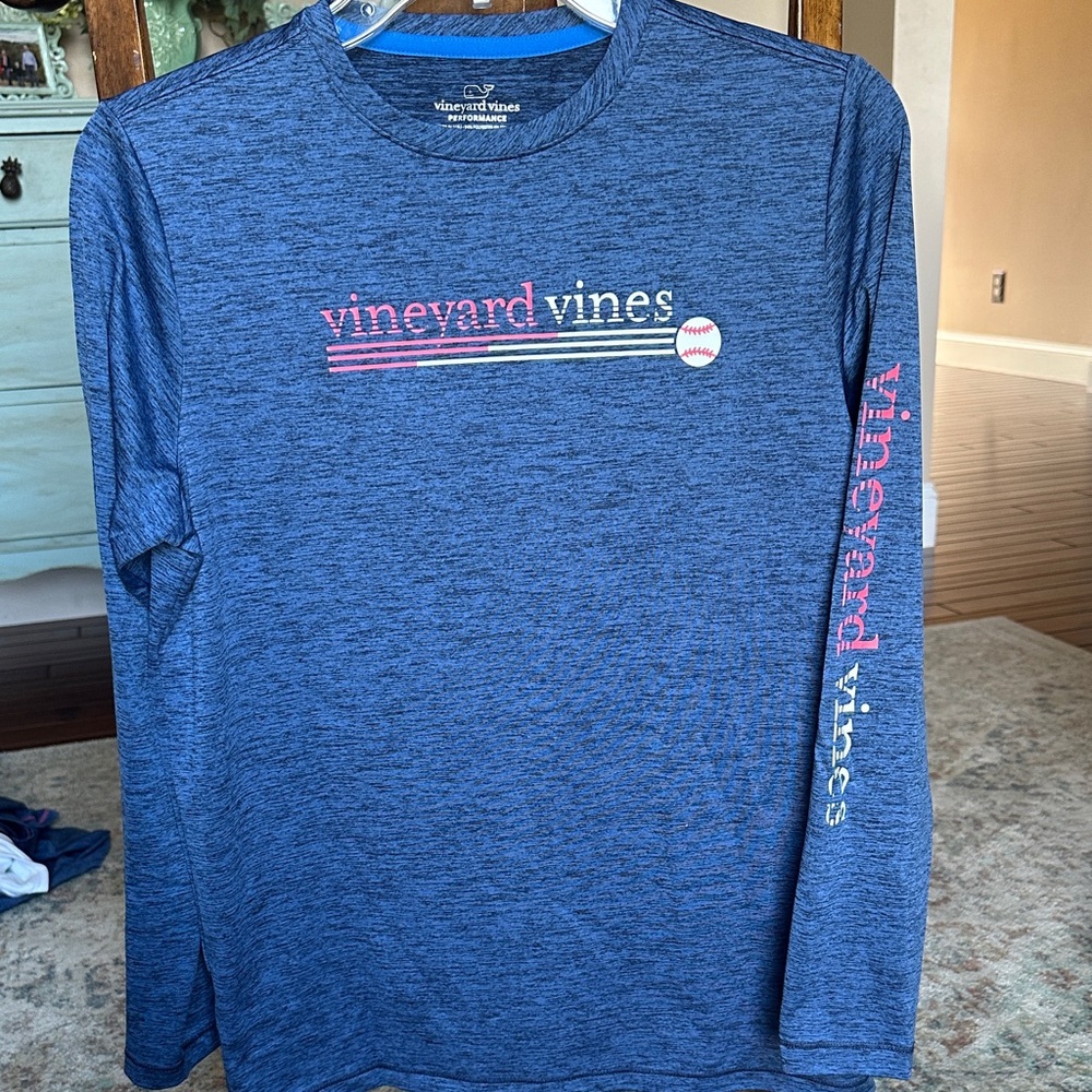 Vineyard Vines Boy’s Heathered Blue Long Sleeve Tee